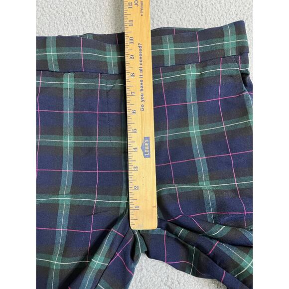 Autres Filles Pants Small Plaid Pull On Slim Straight Blue Green Academic Punk - Picture 9 of 11